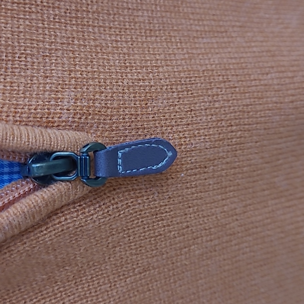 RAFFI Orange Weave PURE CASHMERE Sz Large 52 Mens Half Zip Pullover Sweater - Picture 4 of 7
